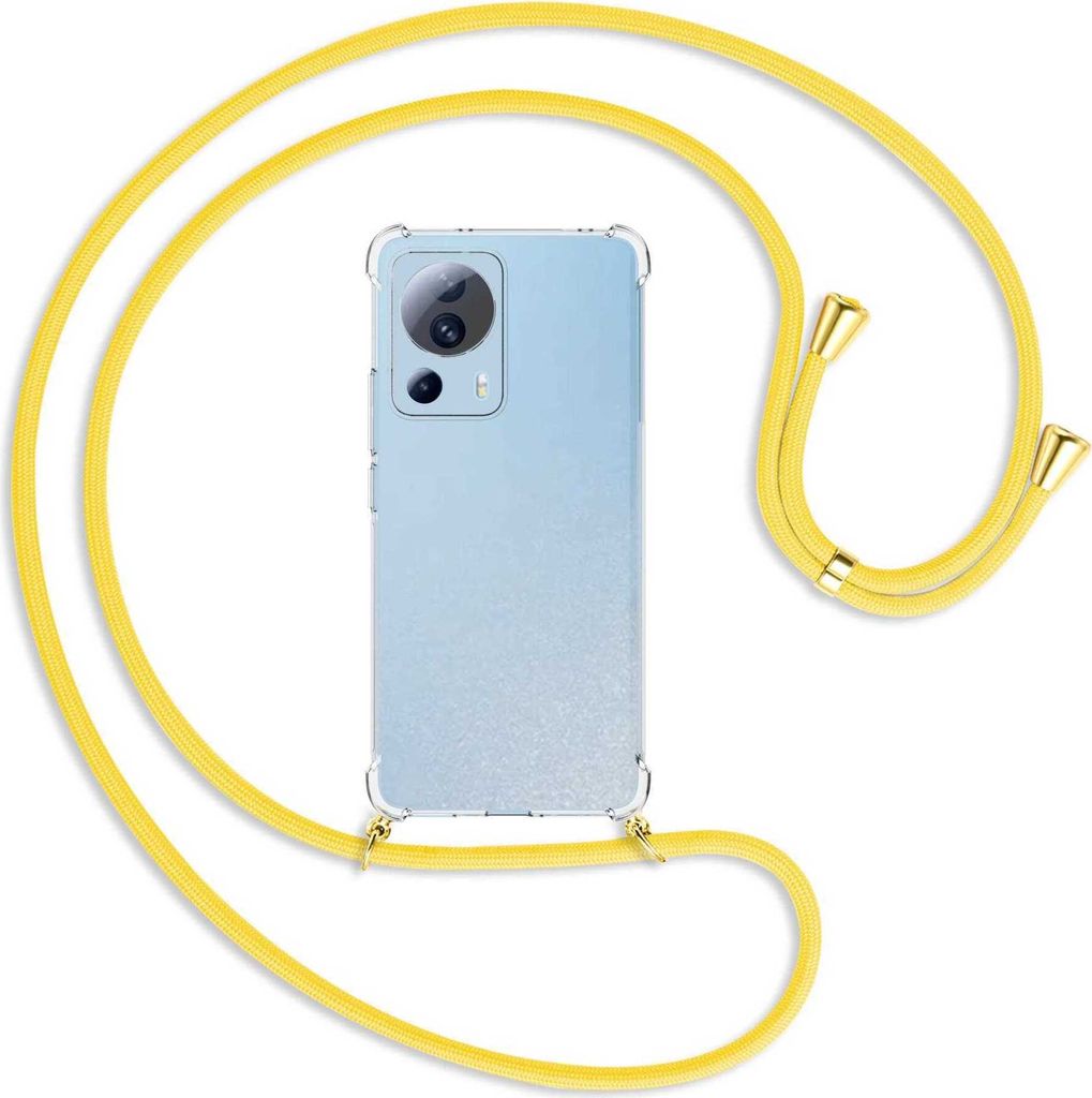 Handykette Backcover-Schutzhülle mit Band (Metall goldfarben) für Xiaomi Civi 2, Xiaomi 12 Lite NE - gelb