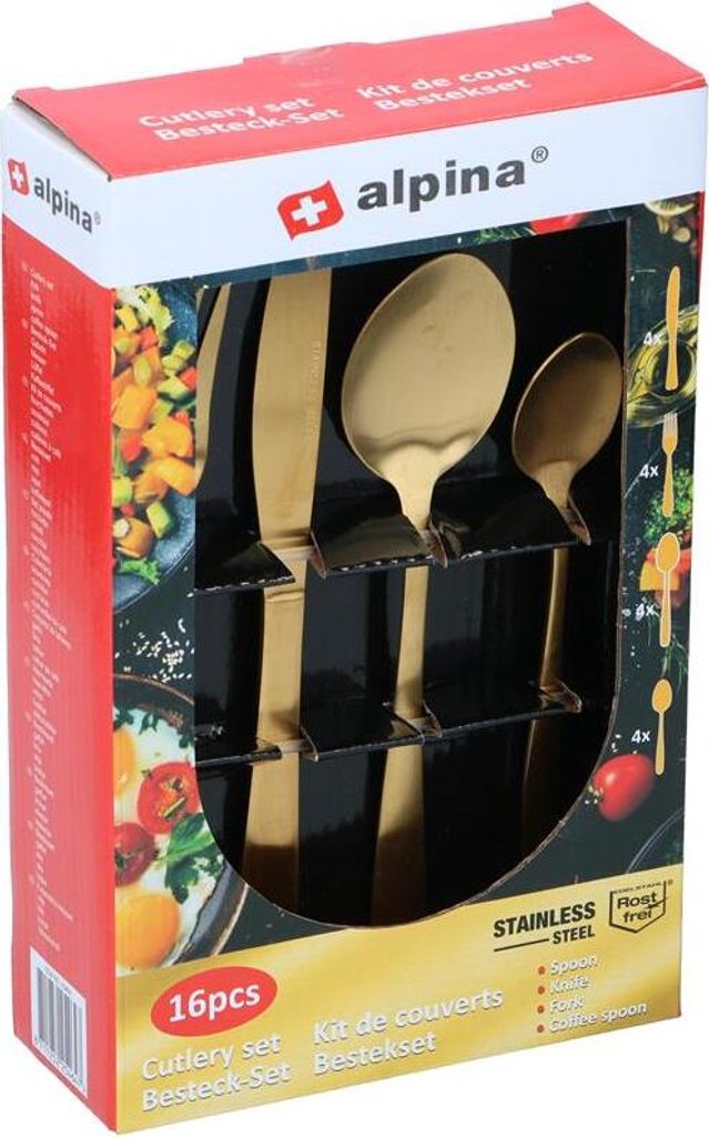 zestaw sztućców alpina - 16 elementów - 4 osoby - złoty mat Zdjęcie produktu 5