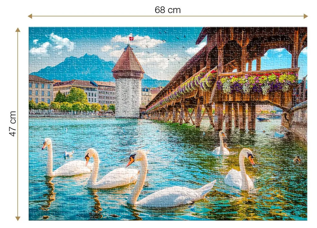 Puzzle 1000 pièces Pont de la Chapelle de Lucerne en Suisse Roovi