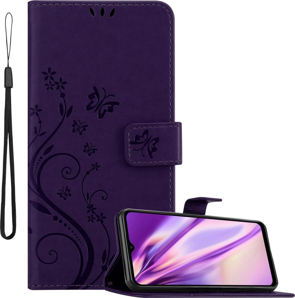 Cadorabo Hülle für Samsung Galaxy M23 5G Schutz Hülle in Lila Schutzhülle Handy Hülle Etui Case Blumen Flower
