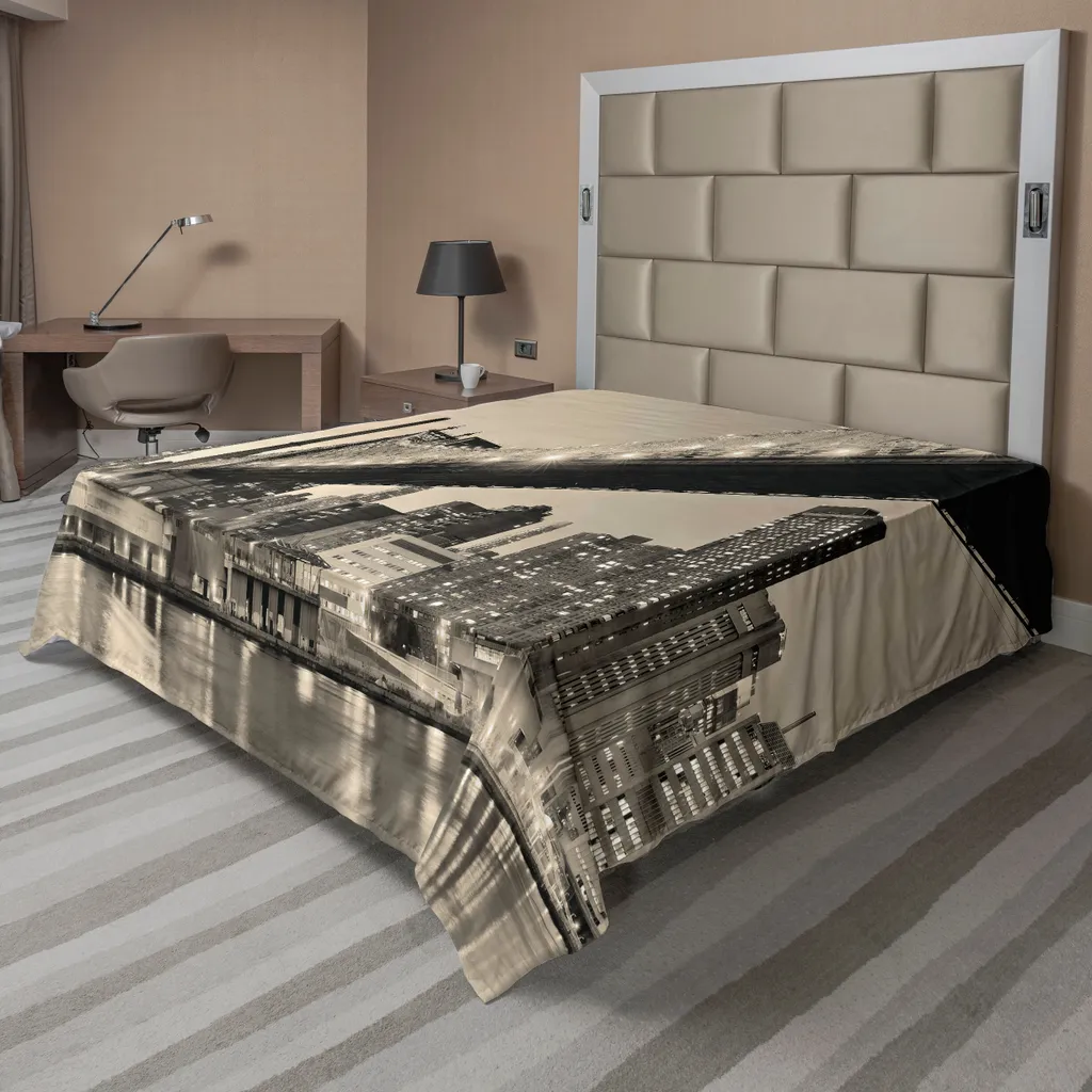 Drap plat décoratif imprimé pont de New York pour grand lit adulte