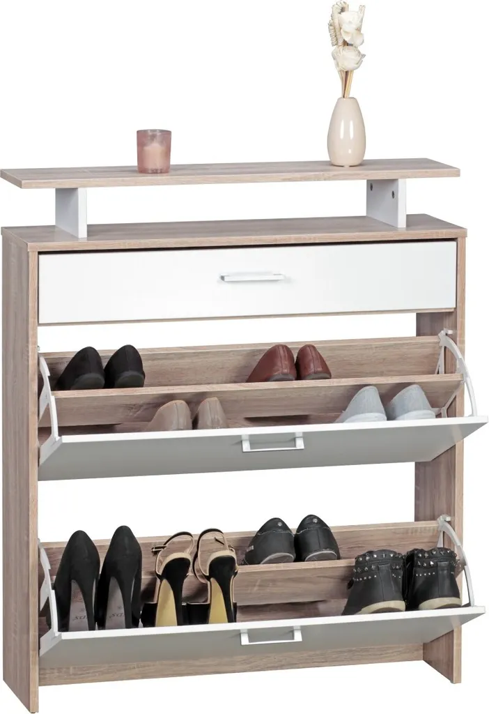 Rangement chaussures 80 cm chêne Sonoma - Solution pour entrée étroite
