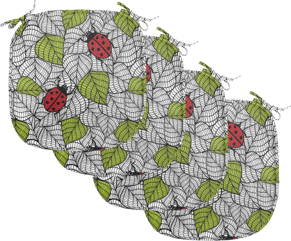ABAKUHAUS Marienkäfer Polster für Esszimmerstühle, ökologische Inspiration, Dekoratives wasserfestes Kissen mit Riemen für Küchensitze, 40 cm...