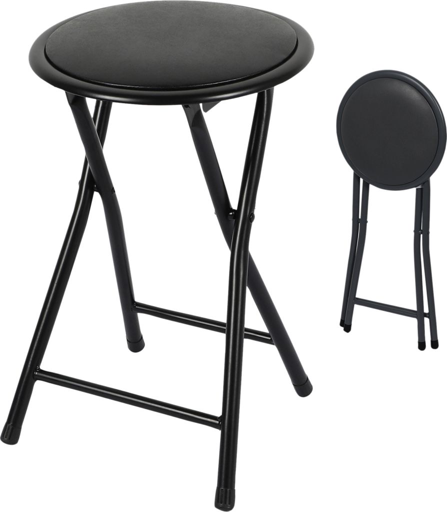 2.03 Klapphocker Metall in schwarz - ca. 45 x 30 cm - Hocker klappbar