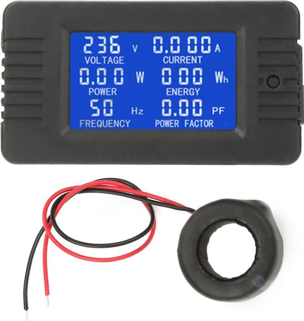 PZEM-022 AC Multifunktionaler Digital-Messer mit geschlossenem Stromwandler (CT), Leistungsmessung bis 100A, Energie-, Spannungs- und Stromtester m...
