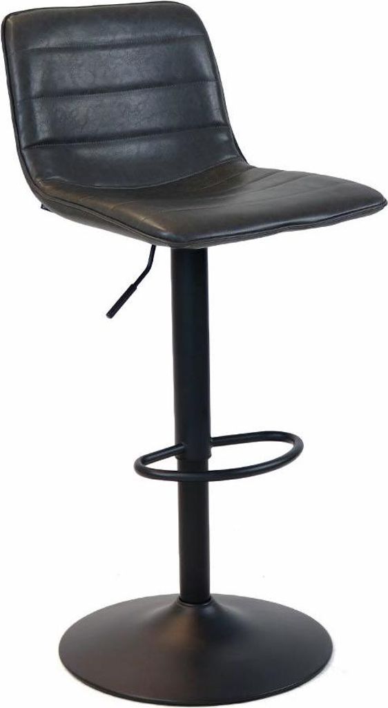 A black bar stool on a white background.
