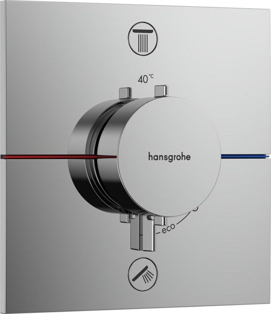 hansgrohe ShowerSelect Comfort E Thermostat, Unterputz, 2 Verbraucher, eckige Rosette, 15572000