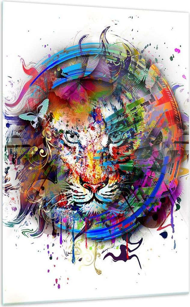Bilder auf glas - Einteilig - Abstraktion Tiger Skizze Dschungel - 70x100cm - Glasbilder - Wandbilder - Bilder - Wanddekoration aus Glas - Glas Bil...