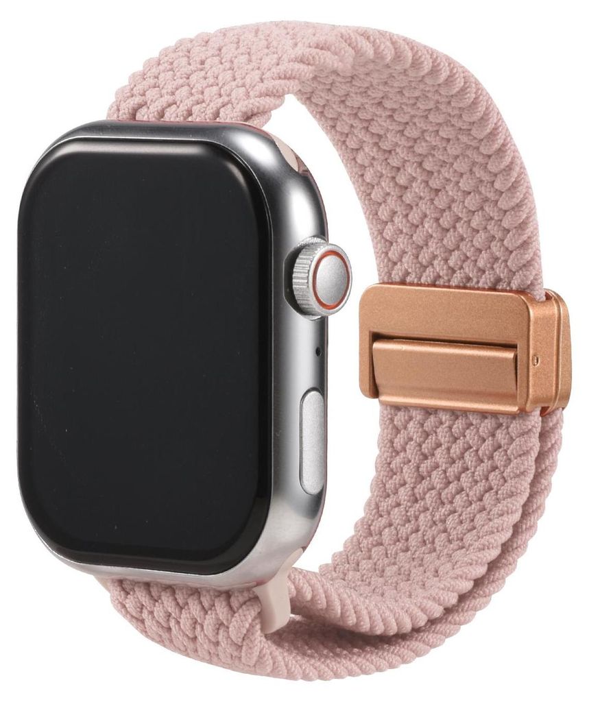 Nylon Loop Ersatzarmband für Apple Watch 1 2 3 4 5 6 7 8 9 10 11 SE 1 2 3 mit 38/40/41/42mm Geflochtenes Textilarmband Zartrosa Verstellbares Smar...