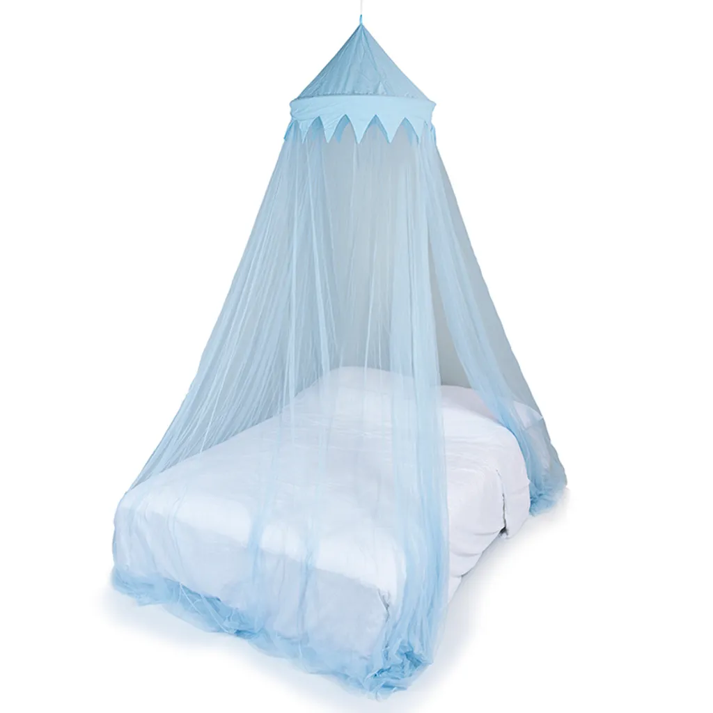 Ciel de lit moustiquaire bleue pour lit double et simple
