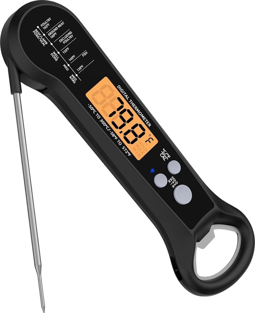 Meat Thermometer, Elektronisches Grillthermometer IPX7, Klappsonde Küchenthermometer, Küche Universales Kochthermomete