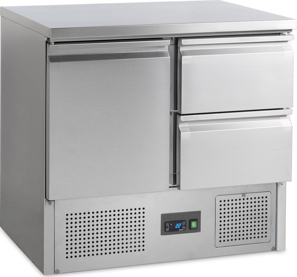 Saladette SAL 912, 900x700x877 mm, 230 L, GN 1/1, 1 Tür, 2 Schubladen, steckerfertig