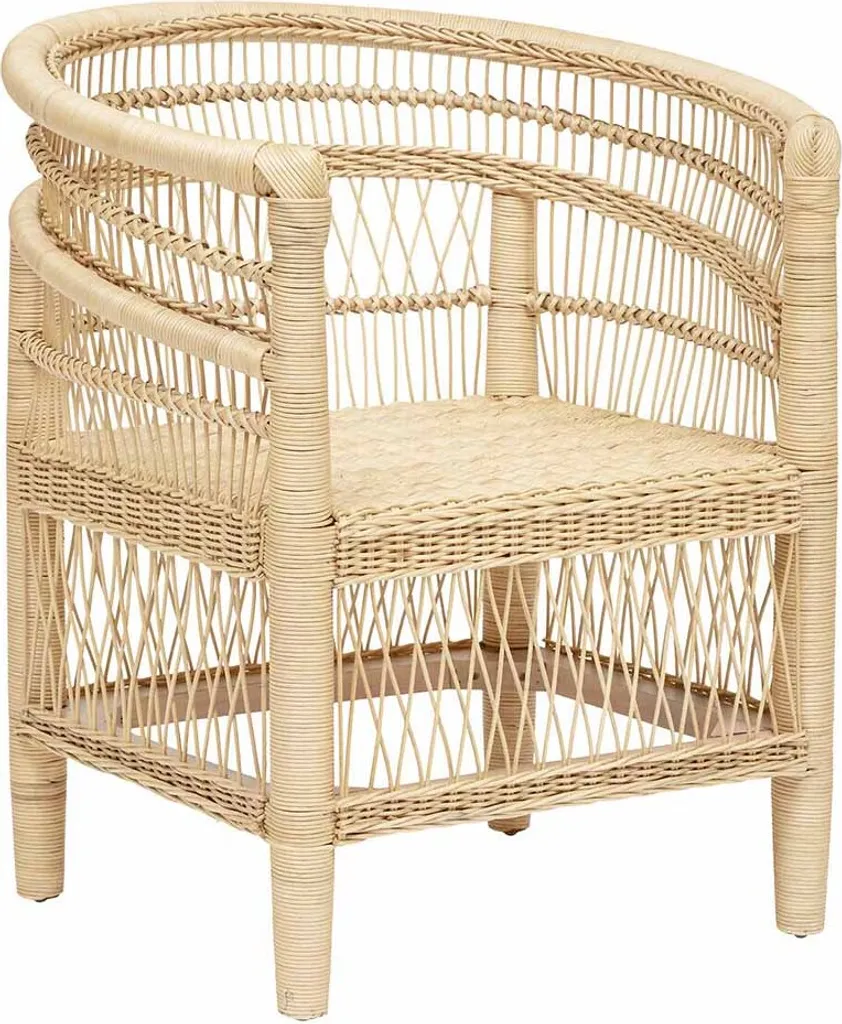 Fauteuil en rotin et bois Biarritz - Siège de salon style scandinave