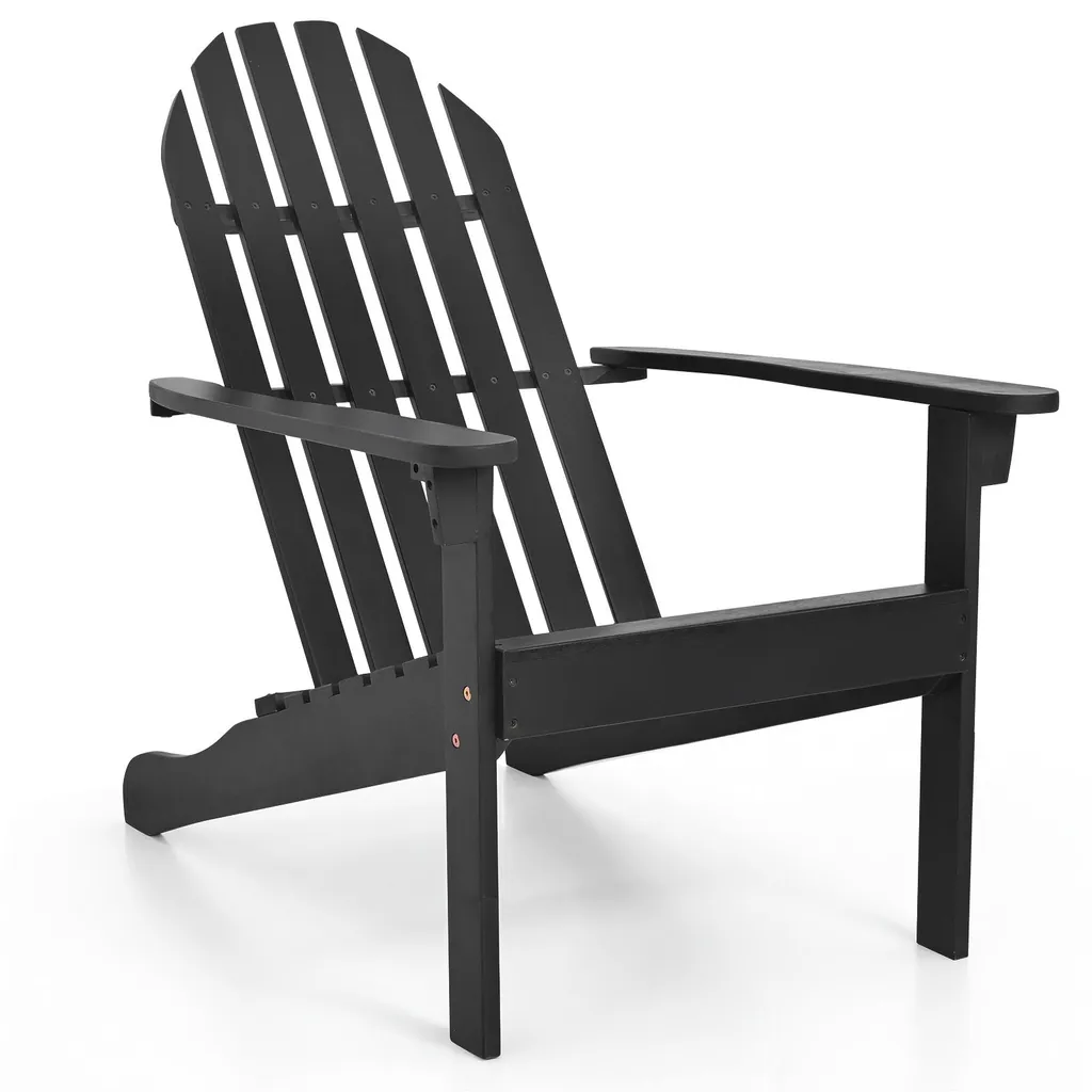 Fauteuil de jardin Adirondack en bois massif noir pour balcon et patio