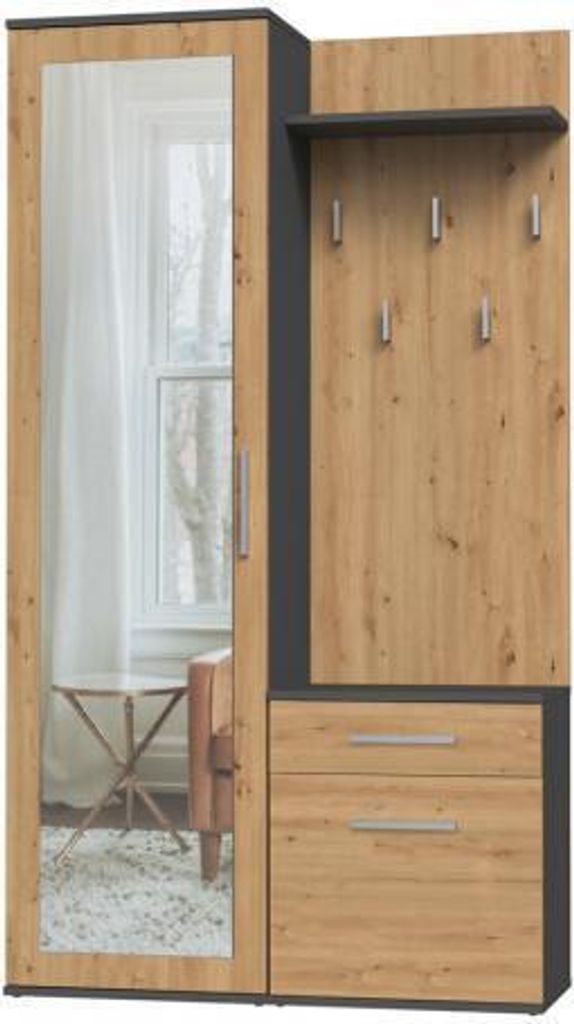 Parete di ingresso con specchio RASMUS - rovere artigianale Immagine del prodotto 