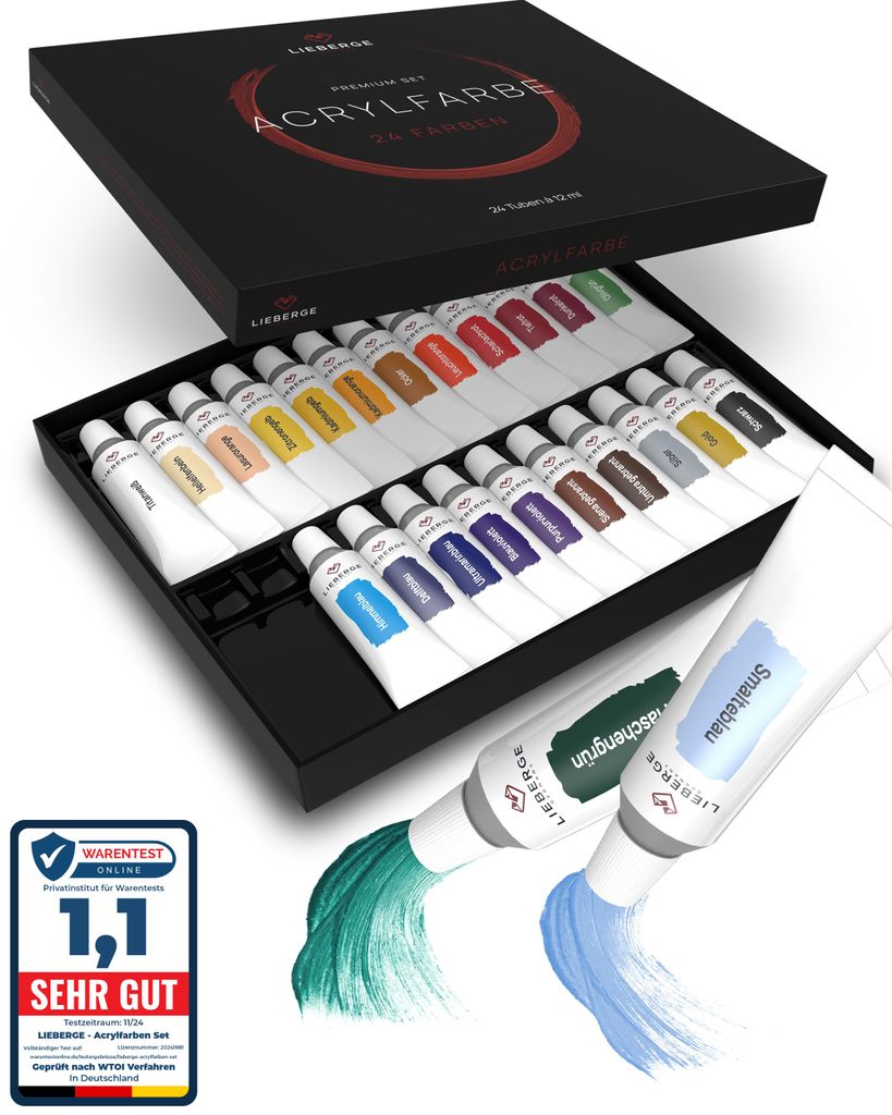 LIEBERGE Acrylfarben Set Premium – 24 intensive Farben à Produktbild 