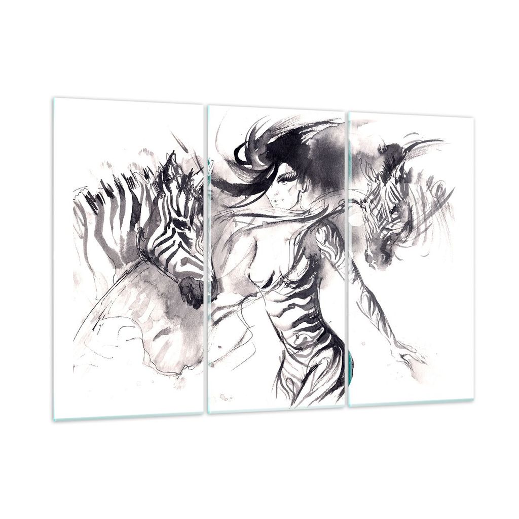 Bilder auf glas - Zebras Bewegung Eleganz weiblich - 165x110cm - Glasbilder - Wandbilder - Kunstdruck - Wanddekoration aus Glas - Glas Bilder - Wan...