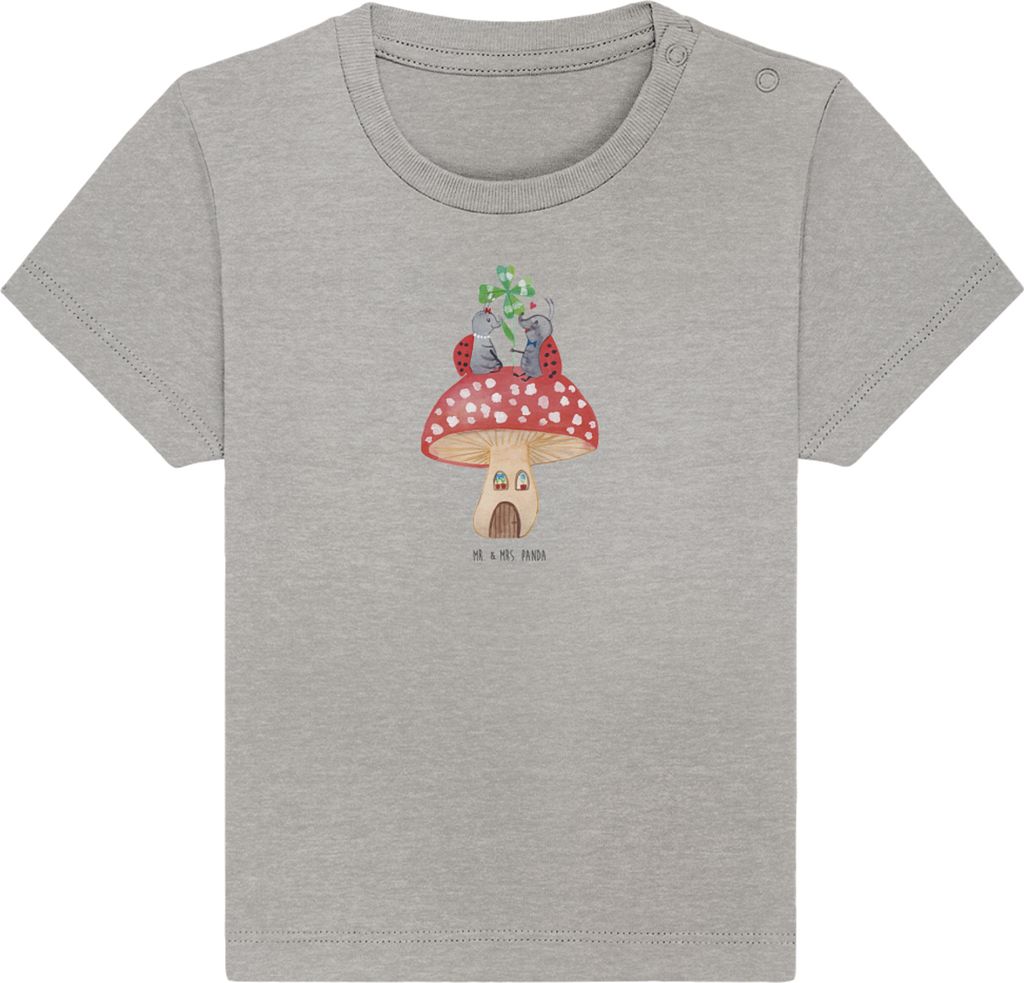Mr. & Mrs. Panda T-Shirt Marienkäfer Fliegenpilz 0. - 6. Monat - Heather Grey - Geschenk, Haus, Babyshirt, Zuhause, Kleinkind Shirt, Lustige Sprü...