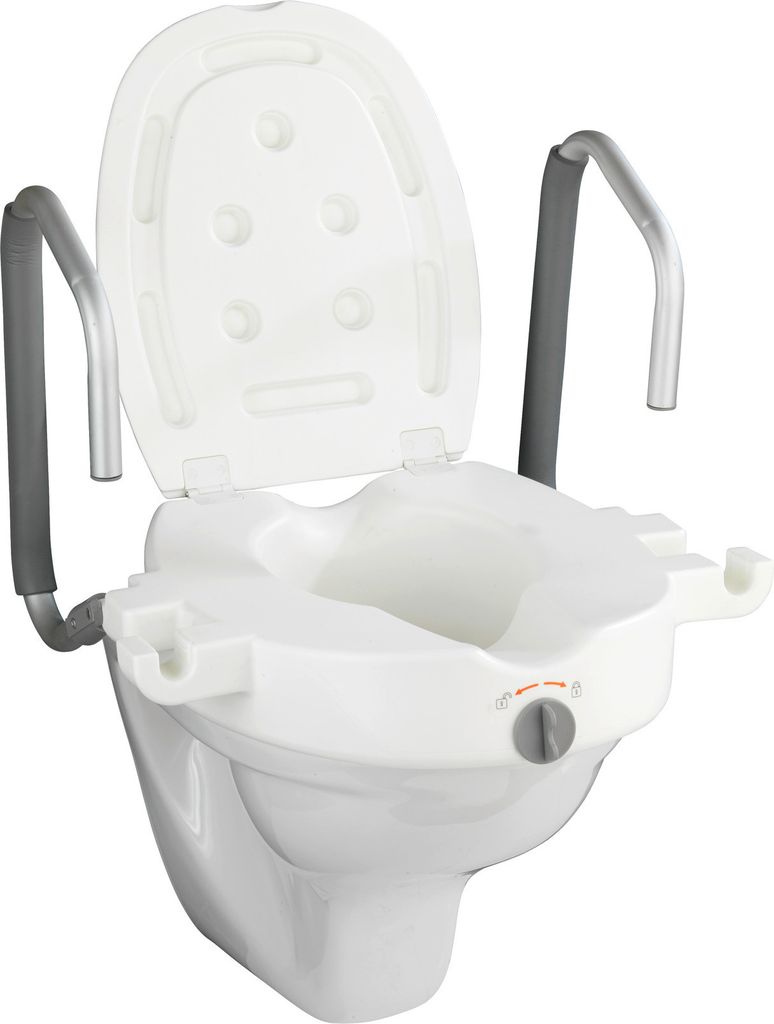 WENKO WC Sitz Toilettensitz Erhöhung mit Stütz Griffen Produktbild 