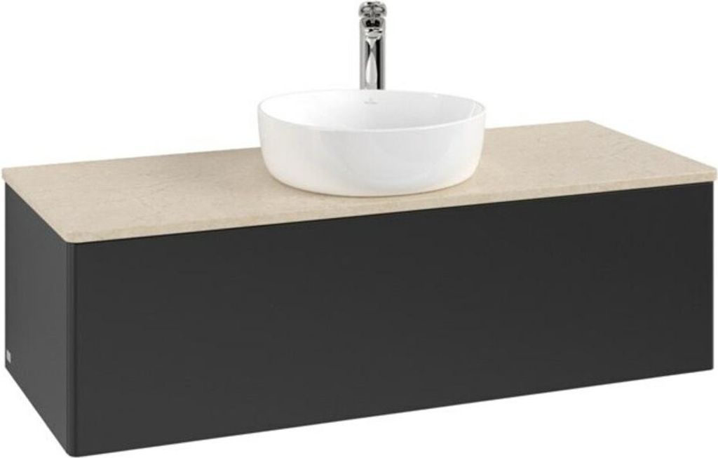 V&B Waschtischunterschrank ohne Frontstruktur, mit Beleuchtung Antao 120x36x50cm, HL, WBP botti., bla m Lac