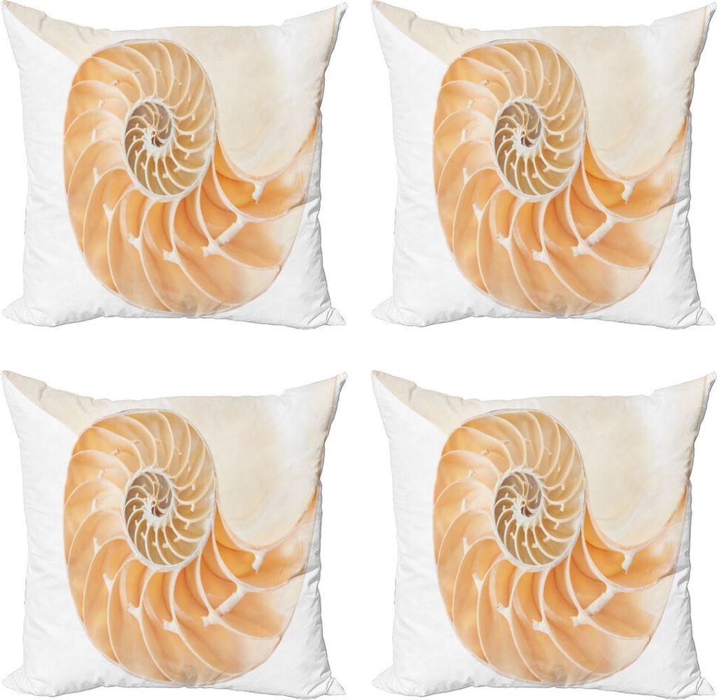 ABAKUHAUS Geometrie Kissenbezug Set (4 Stück), Kurven Helix Entwurf, Moderner Doppelseitiger Digitaldruck, 40 cm x 40 cm, Cremeweiß