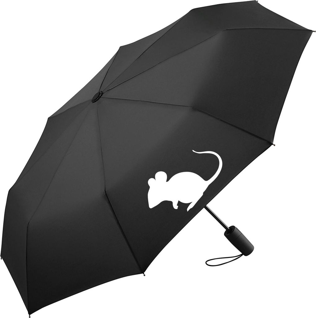 Huuraa Regenschirm Maus Silhouette 98cm Schwarz Sturmfest Taschenschirm Geschenkidee