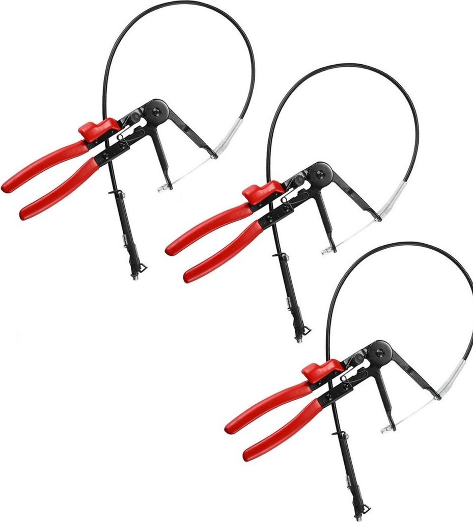 3er Set Flexible Schlauchklemmzange mit Bowdenzug und Arretierung | Schlauchklemmen Zange |3 Stück - Schlauchschellenzange | Klemmzange | Autorepa...