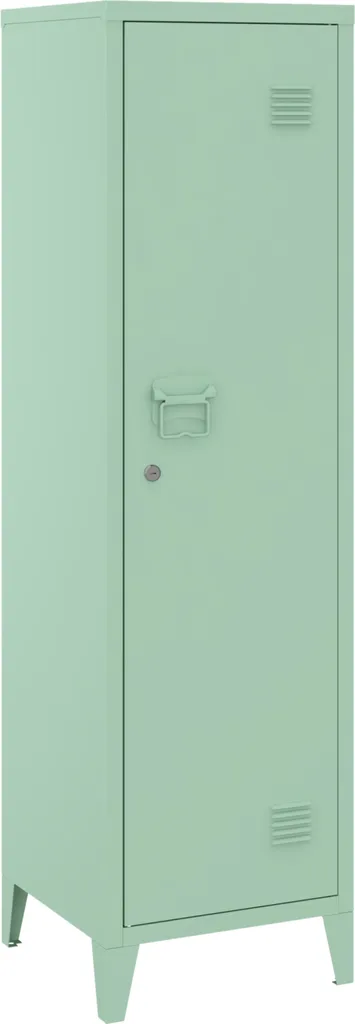 Vestiaire individuel Kurikka en métal vert pastel avec 2 étagères 137cm