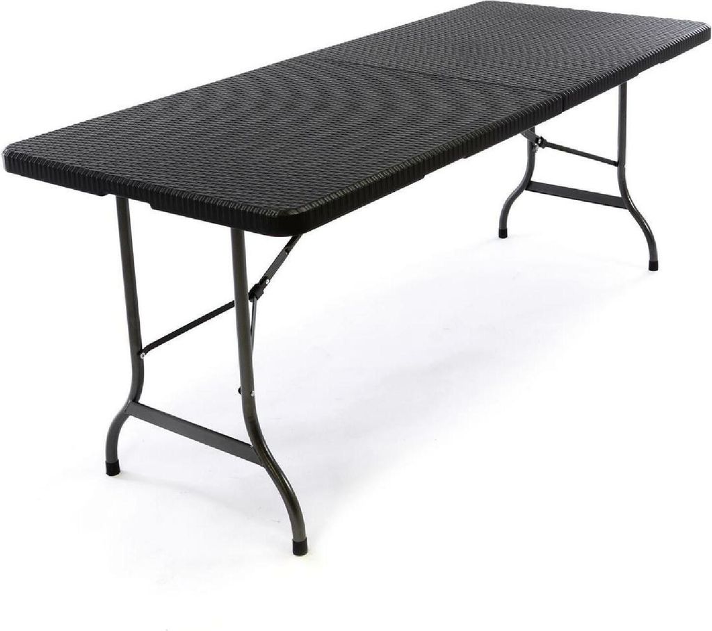 VCM Klapptisch | Maße 180x75x70 cm | Partytisch | Gartentisch klappbar | Rattanoptik