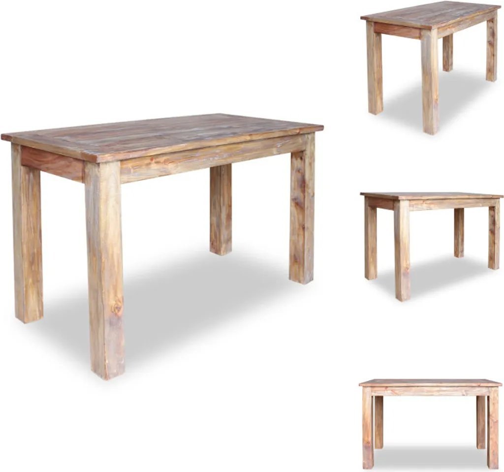 Table de salle à manger vidaXL en bois massif recyclé 120 x 60 x 77 cm