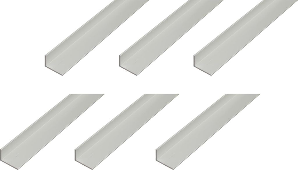 Alberts 6 x Winkelprofil, Aluminium, silberfarbig eloxiert, 30 x 20 x 1,3 mm, Länge 2 m