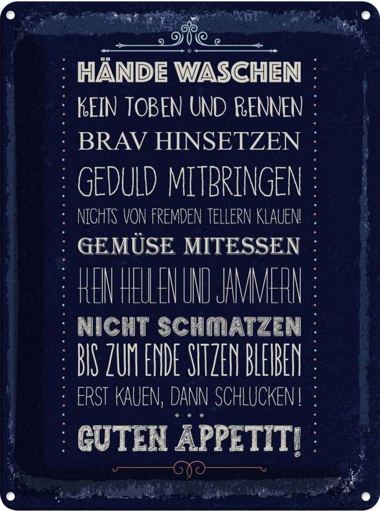 vianmo Blechschild 40x30 cm Hände waschen kein toben blau Warnschild Hinweisschild Sicherheit Vorsicht