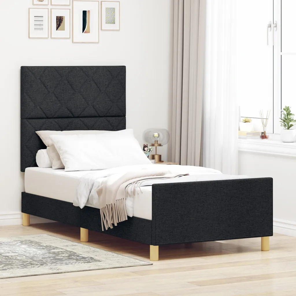 Cadre de lit 100x200 noir idéal pour chambre d'ado ou studio