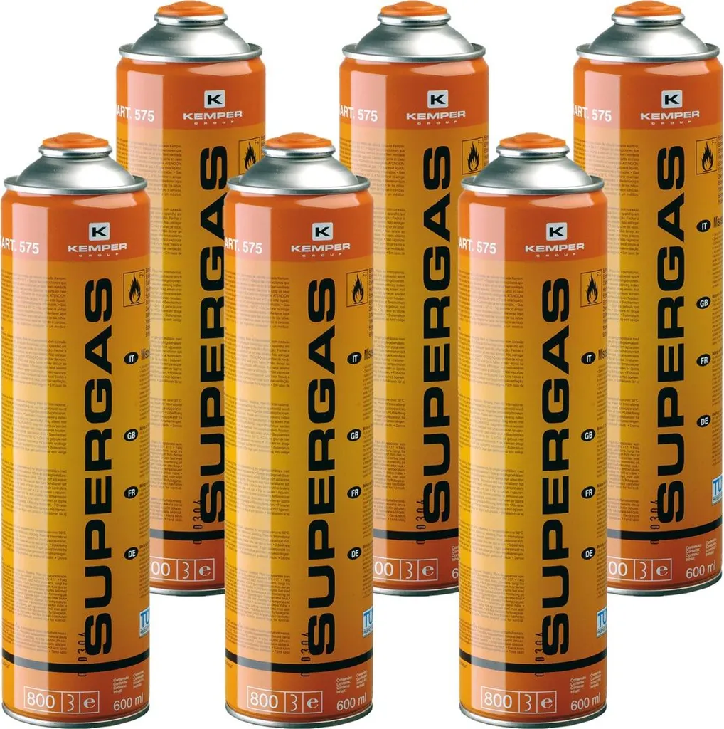 Recharge Gaz Universelle 600ml Kemper en Pack de 6 pour Chalumeaux