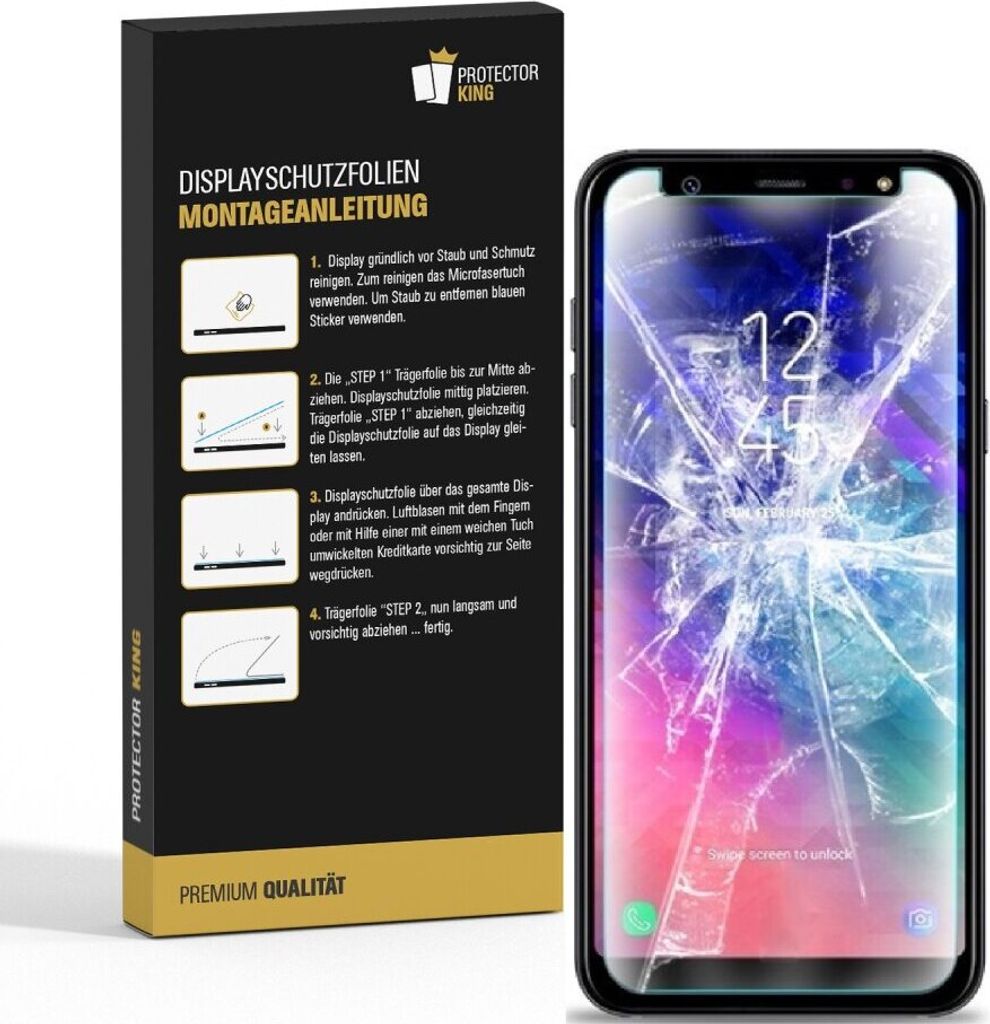 4x Panzerfolie für Samsung Galaxy A6 Plus ANTI-SCHOCK Displayschutzfolie HD KLAR