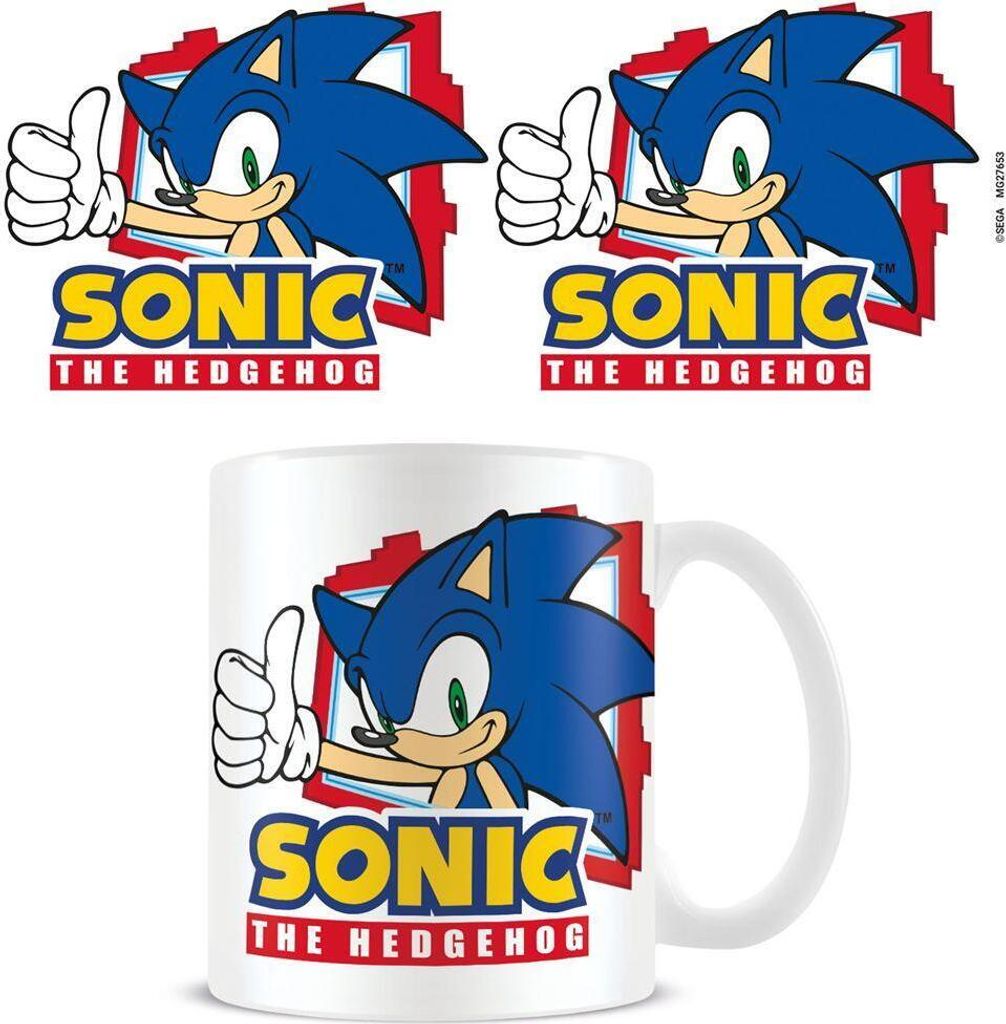 Sonic The Hedgehog - Kaffeebecher "Thumbs Up" PM5814 (Einheitsgröße) (Weiß/Blau/Rot)