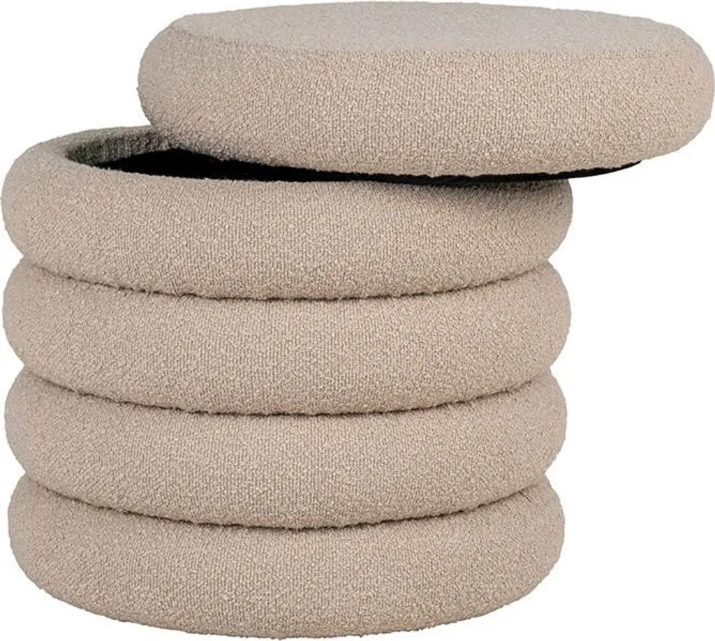 Pouf bouclette beige Marely : l'assise d'appoint chic pour petits salons