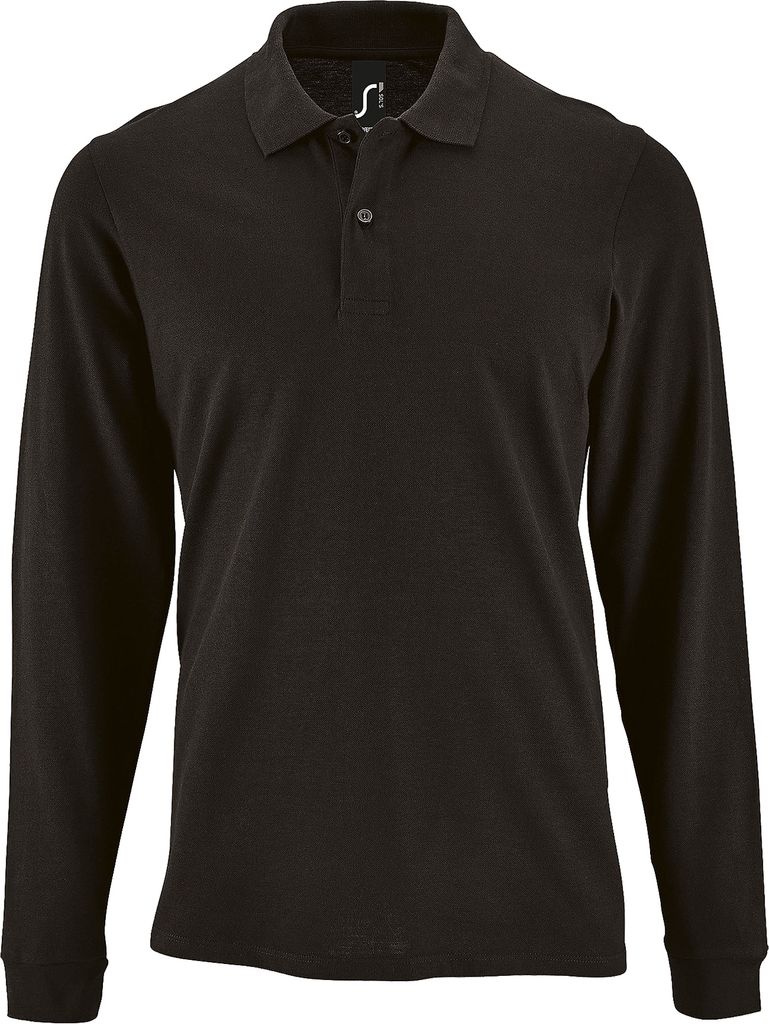 SOLS Herren Perfect Langarm Pique Polohemd PC2912 (M) (Schwarz)