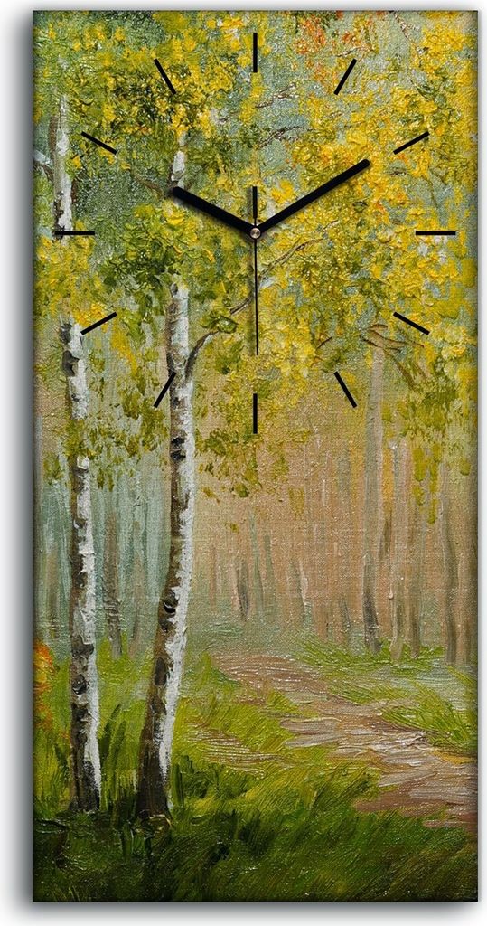 Dekor Leinwand Uhr Wandbilder 30x60 Malerei Wald Bäume Pfad Blätter Kunst - schwarze Hände