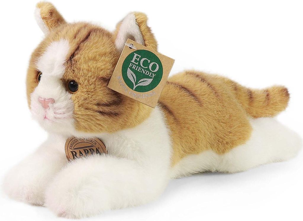 RAPPA Gatto di peluche sdraiato marrone e bianco 20 cm Immagine del prodotto 