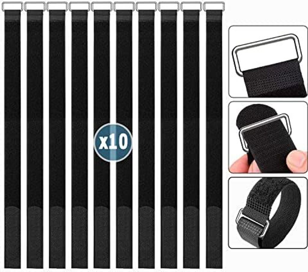 Klett-Kratzbänder 50 cm, Klettband 10 Stück, Kratzbänder 50 cm, wiederverwendbarer selbsthaftender Kabelbinder, verstellbarer Nylon-Kabelbinder,...