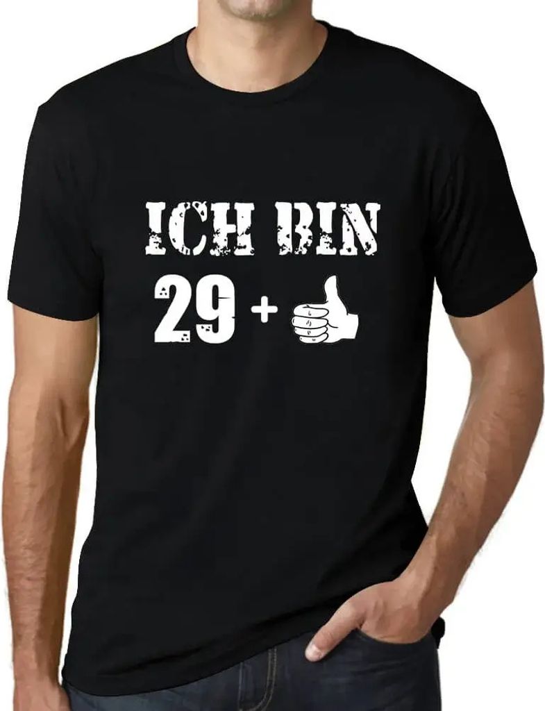 Herren Grafik T-Shirt Ich Bin Plus Thumb Up One Öko-Verantwortlich Vintage Jahrgang Kurzarm Lustige Druck Geburtstag Geschenk Mann