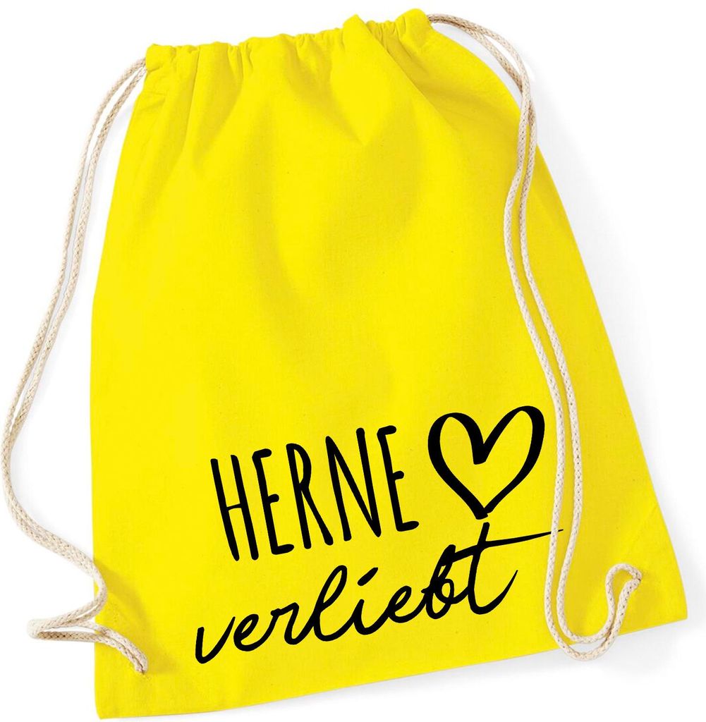 Huuraa Turnbeutel Herne verliebt 12 Liter Yellow Baumwolle Rucksack Geschenkidee