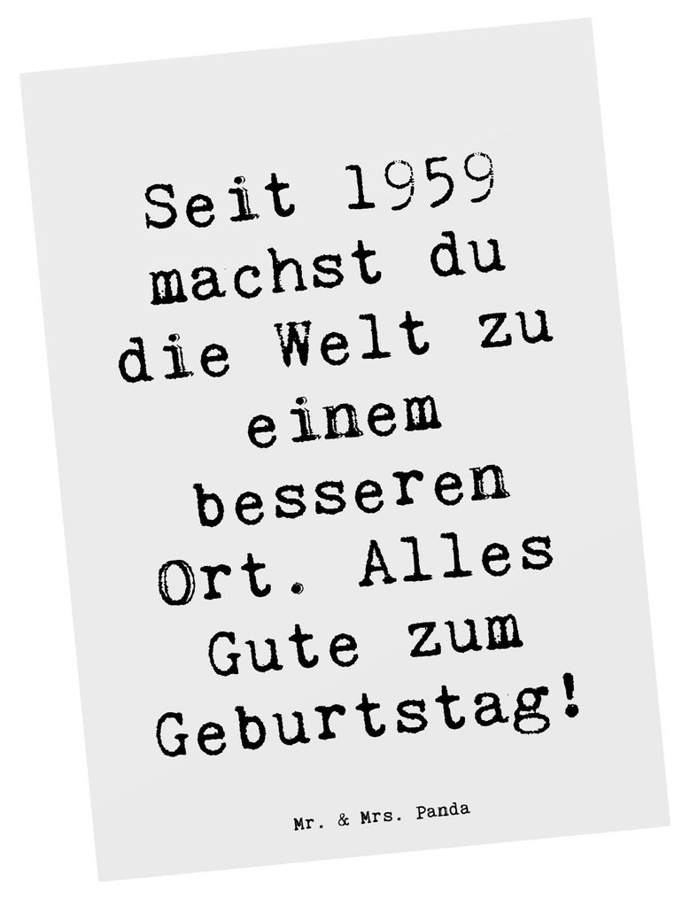 Mr. & Mrs. Panda Postkarte Spruch 1959 Geburtstag - Weiß - Geschenk, Postkarten, dein Leben bereichern, Alter, Wertschätzung, Ansichtskarte, bild...