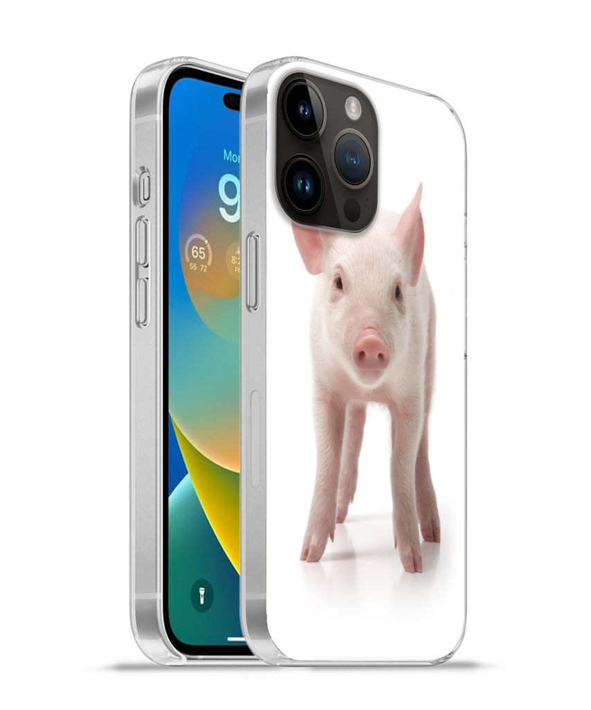 MuchoWow Handyhülle Schutzhülle Hülle für Apple iPhone 14 Pro Max Schwein - Tiere - Weiß Silikon Softcase Handy Hülle - Hardcover