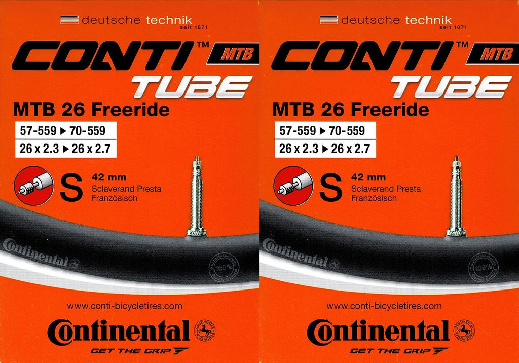 2x Continental MTB 26 Freeride Schlauch 26 Zoll SV Produktbild 