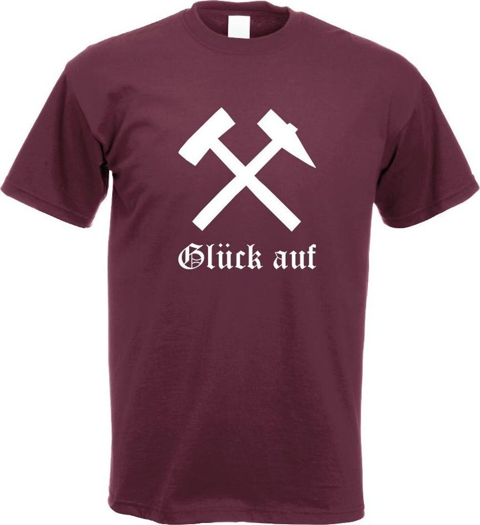 Kiwistar - T-Shirt - Burgund - Glück auf! - Bergbau - Kumpel Motiv Bedruckt Funshirt Design Print - mit Motiv Bedruckt - Funshirt Design - Sport -...
