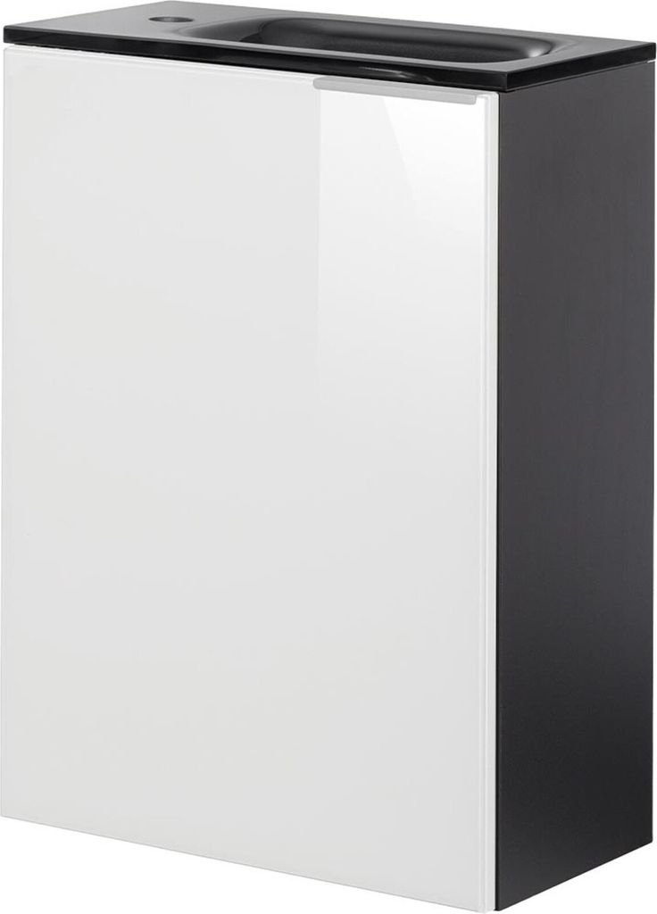 Fackelmann KARA Gäste WC Set 2-teilig 45 cm, Weiß/Anthrazit, links, Glas Anthrazit