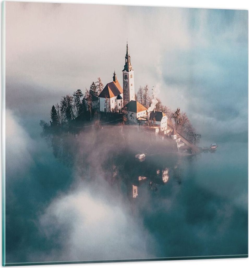 Bilder auf glas - Einteilig - Alpen Bled Kirche - 60x60cm - Glasbilder - Wandbilder - Bilder - zum Aufhängen bereit - Wanddekoration aus Glas - Gl...