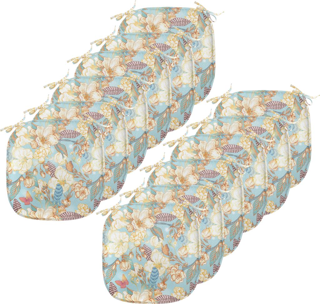ABAKUHAUS Shabby Flora Polster für Esszimmerstühle, Vintage Garden Blatt, Dekoratives wasserfestes Kissen mit Riemen für Küchensitze, 40 cm x 4...